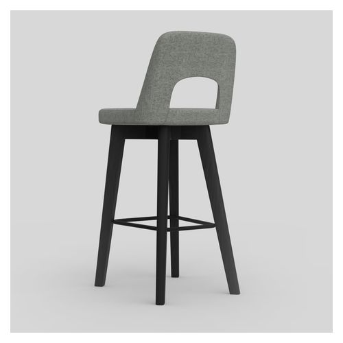 Elaro Bar Stool Black Oak 4-Leg Frame Onyx Fabric