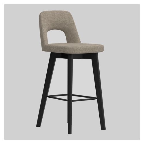 Elaro Bar Stool Black Oak 4-Leg Frame Walnut Fabric