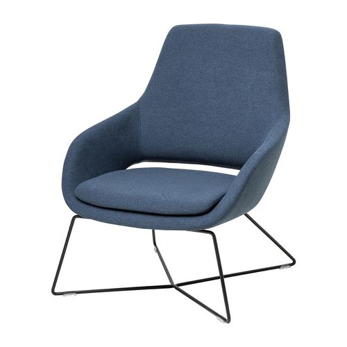 Elaro Lounge Chair Black Frame Steel Blue Fabric