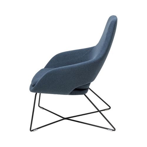 Elaro Lounge Chair Black Frame Steel Blue Fabric