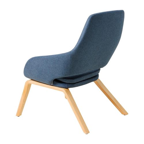 Elaro Lounge Chair Natural Oak 4-Leg Frame Steel Blue Fabric
