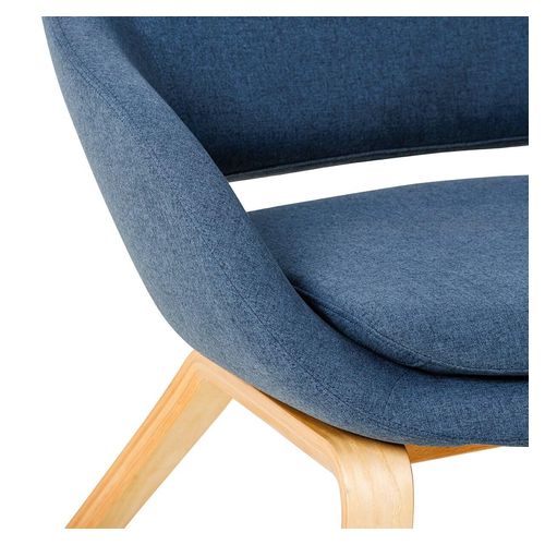 Elaro Lounge Chair Natural Oak 4-Leg Frame Steel Blue Fabric