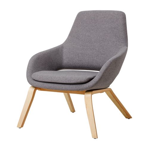 Elaro Lounge Chair Natural Oak 4-Leg Frame Onyx Fabric