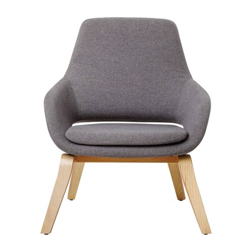 Elaro Lounge Chair Natural Oak 4-Leg Frame Onyx Fabric