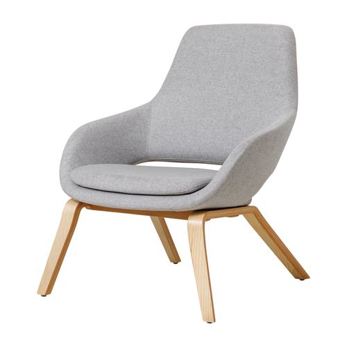 Elaro Lounge Chair Natural Oak 4-Leg Frame Greymist Fabric