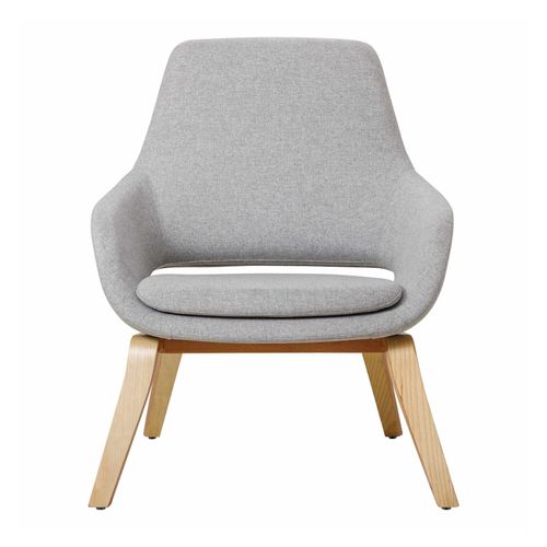 Elaro Lounge Chair Natural Oak 4-Leg Frame Greymist Fabric