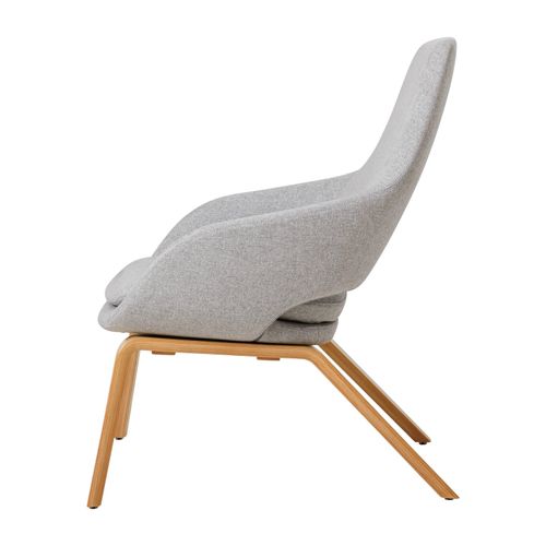 Elaro Lounge Chair Natural Oak 4-Leg Frame Greymist Fabric