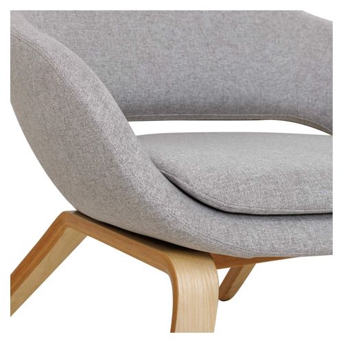 Elaro Lounge Chair Natural Oak 4-Leg Frame Greymist Fabric