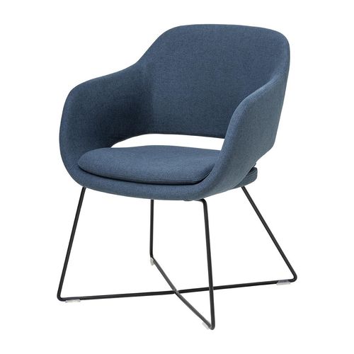 Elaro Meeting Chair Black Frame Steel Blue Fabric