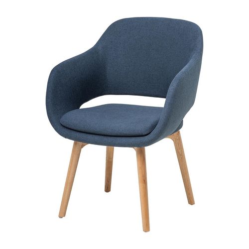 Elaro Meeting Chair 4-Leg Oak Frame Steel Blue Fabric
