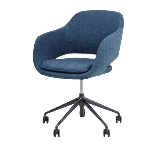 Elaro Meeting Chair Black Frame with Castors Steel Blue Fabric