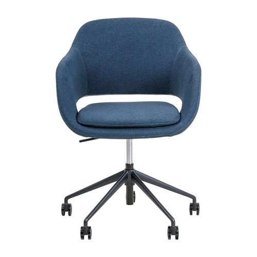Elaro Meeting Chair Black Frame with Castors Steel Blue Fabric