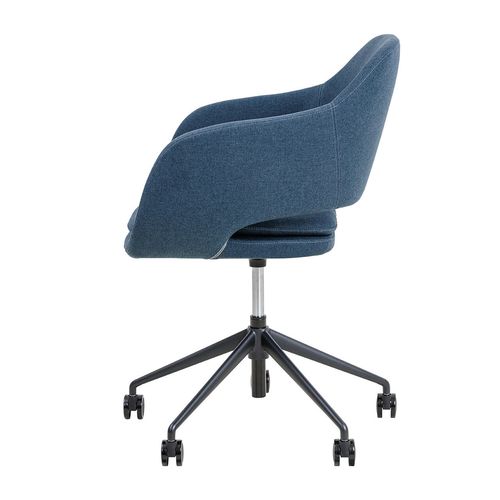 Elaro Meeting Chair Black Frame with Castors Steel Blue Fabric