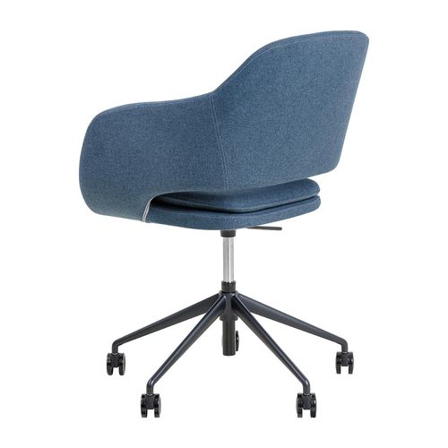 Elaro Meeting Chair Black Frame with Castors Steel Blue Fabric