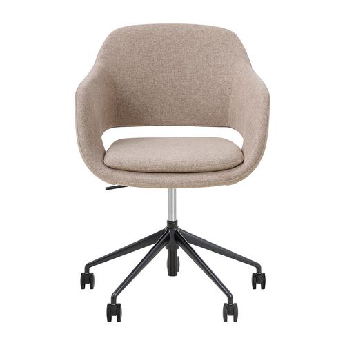Elaro Meeting Chair Black Frame with Castors Walnut Fabric