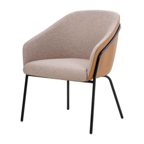 Mesa Lounge Chair Black Frame Tan PU & Walnut Fabric
