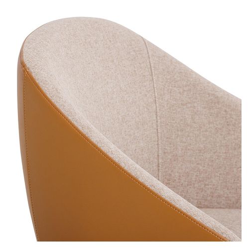 Mesa Lounge Chair Black Frame Tan PU & Walnut Fabric