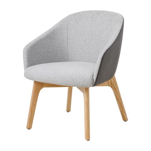 Mesa Lounge Chair 4-Leg Oak Frame Charcoal PU & Greymist Fabric