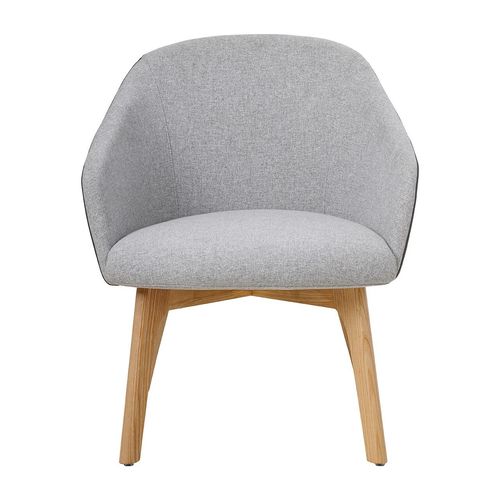 Mesa Lounge Chair 4-Leg Oak Frame Charcoal PU & Greymist Fabric