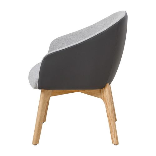 Mesa Lounge Chair 4-Leg Oak Frame Charcoal PU & Greymist Fabric