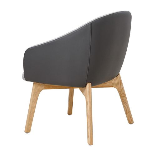 Mesa Lounge Chair 4-Leg Oak Frame Charcoal PU & Greymist Fabric