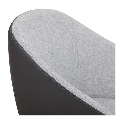 Mesa Lounge Chair 4-Leg Oak Frame Charcoal PU & Greymist Fabric
