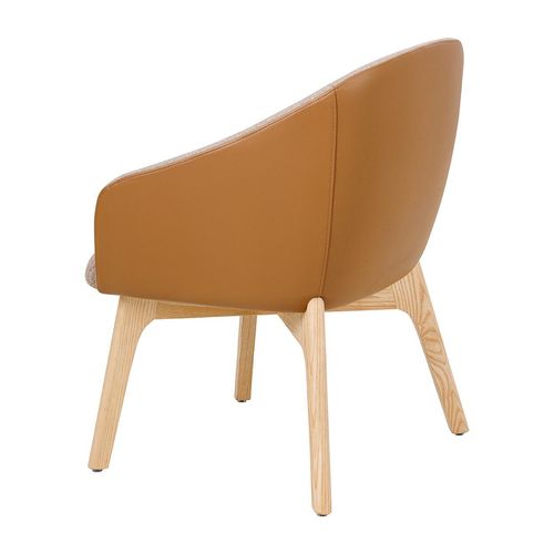 Mesa Lounge Chair 4-Leg Oak Frame Tan PU & Walnut Fabric