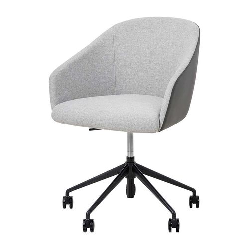 Mesa Lounge Chair Black Frame with Castors Charcoal PU & Greymist Fabric