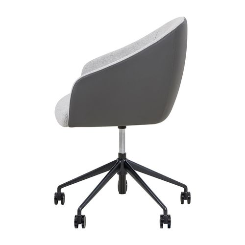 Mesa Lounge Chair Black Frame with Castors Charcoal PU & Greymist Fabric