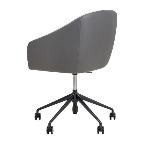 Mesa Lounge Chair Black Frame with Castors Charcoal PU & Greymist Fabric