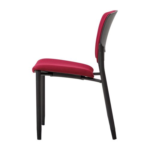 Zipp Visitor Chair 4-Leg Black Frame Ruby Red Fabric