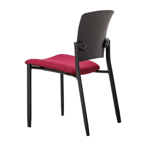Zipp Visitor Chair 4-Leg Black Frame Ruby Red Fabric