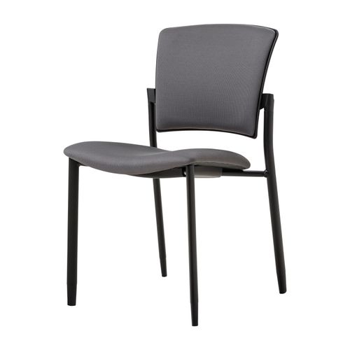 Zipp Visitor Chair 4-Leg Black Frame Slate Grey Fabric