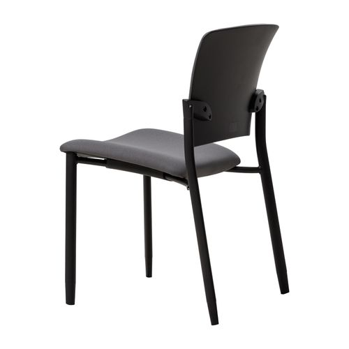 Zipp Visitor Chair 4-Leg Black Frame Slate Grey Fabric