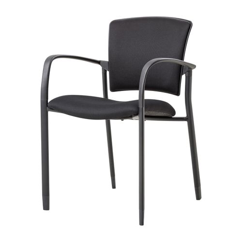 Zipp Visitor Chair 4-Leg Black Frame with Arms Black Fabric