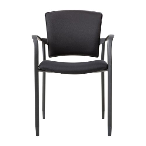 Zipp Visitor Chair 4-Leg Black Frame with Arms Black Fabric