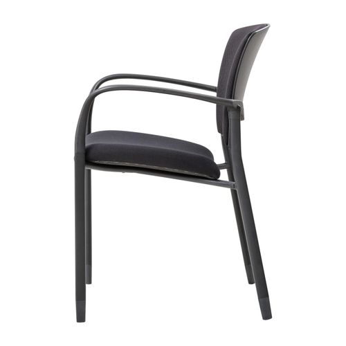 Zipp Visitor Chair 4-Leg Black Frame with Arms Black Fabric