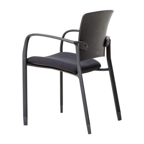 Zipp Visitor Chair 4-Leg Black Frame with Arms Black Fabric