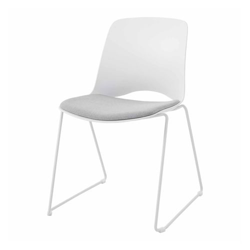 Vista Glide Chair White Sled Base White Shell & Silver Seat Pad