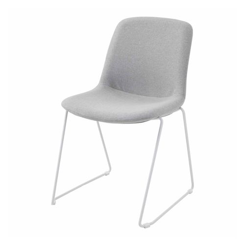 Vista Glide Chair White Sled Base Silver Fabric