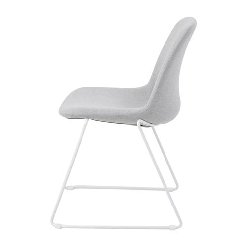 Vista Glide Chair White Sled Base Silver Fabric