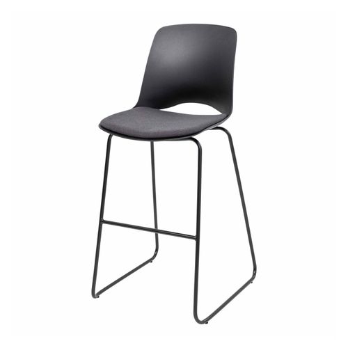 Vista Rise Barstool Black Sled Base Black Shell & Charcoal Seat Pad