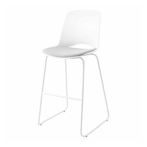 Vista Rise Barstool White Sled Base White Shell & Silver Seat Pad