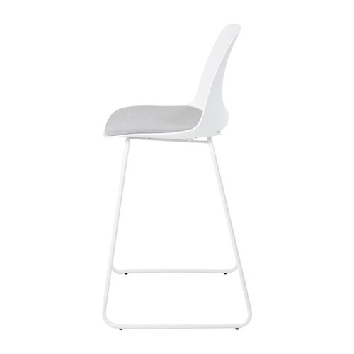 Vista Rise Barstool White Sled Base White Shell & Silver Seat Pad
