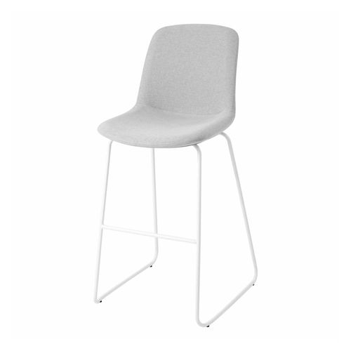 Vista Rise Barstool White Sled Base Silver Fabric