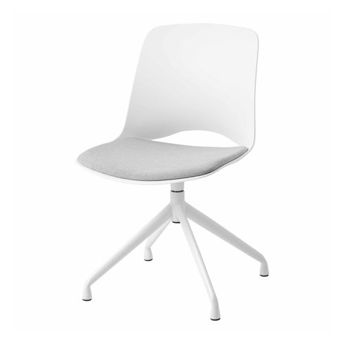 Vista Pivot Chair White Base & Shell Silver Seat Pad
