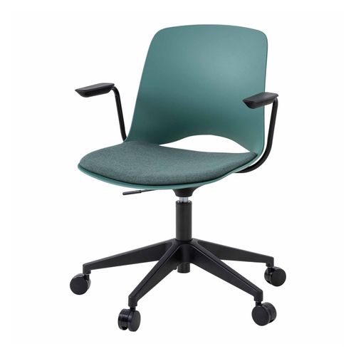 Vista Swivel Chair Black Base & Arms Moss Shell & Kellygreen Seat Pad
