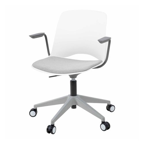 Vista Swivel Chair Grey Base & Arms White Shell & Silver Seat Pad