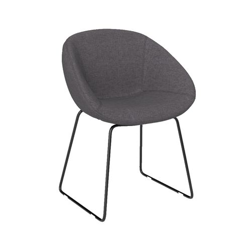 Vista Tub Chair Black Sled Base Charcoal Fabric