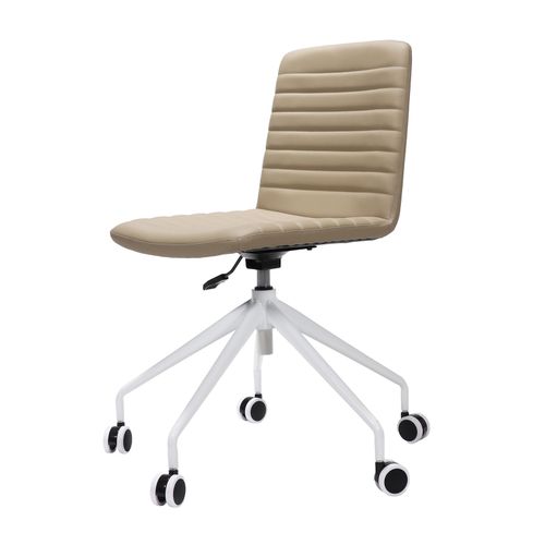 Pixel Breakout & Meeting Chair White 5 Star Base Almond PU